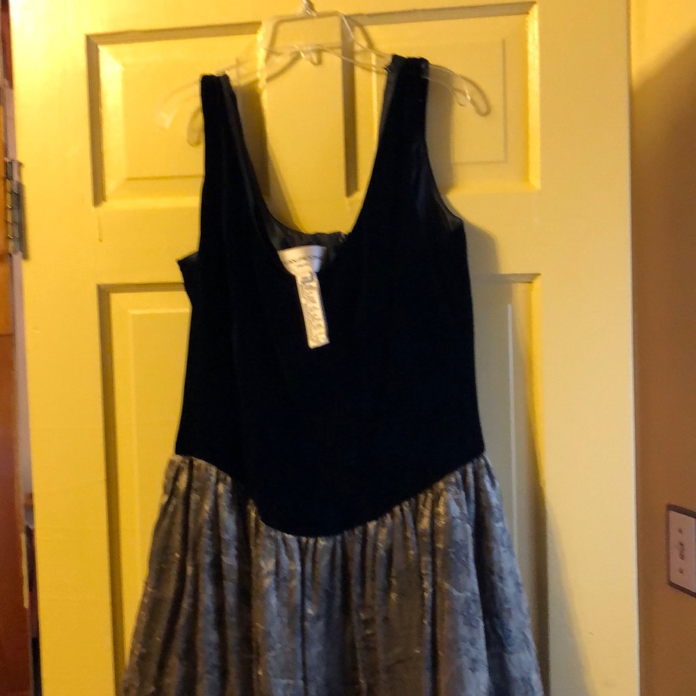 Black velvet and silk dress